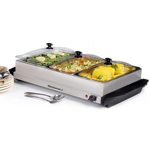 Elite Gourmet 7.5 Quart Triple Buffet Server Food Warmer Temperature Control
